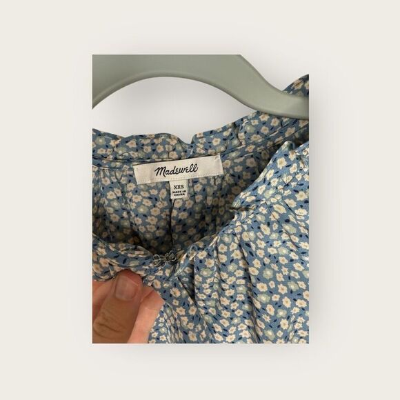 Madewell Silk Poet Top in Bitsy Floral Picnic Ditsy Ocean Size XXS - Picture 9 of 10